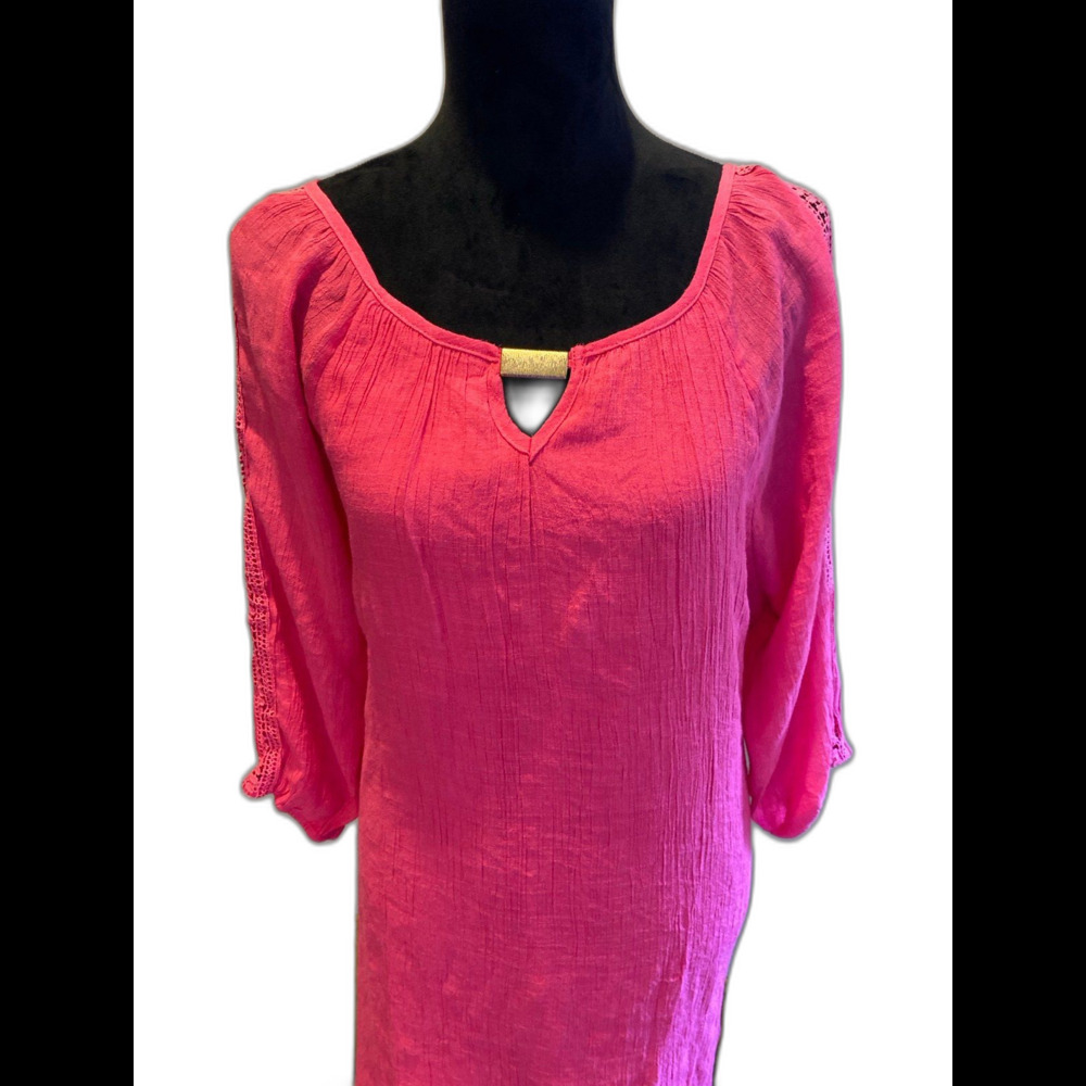 Indian Rose Dress or Swimsuit‎ Coverup Size ? 1X Lined Magenta Pink 3/4 Sleeve